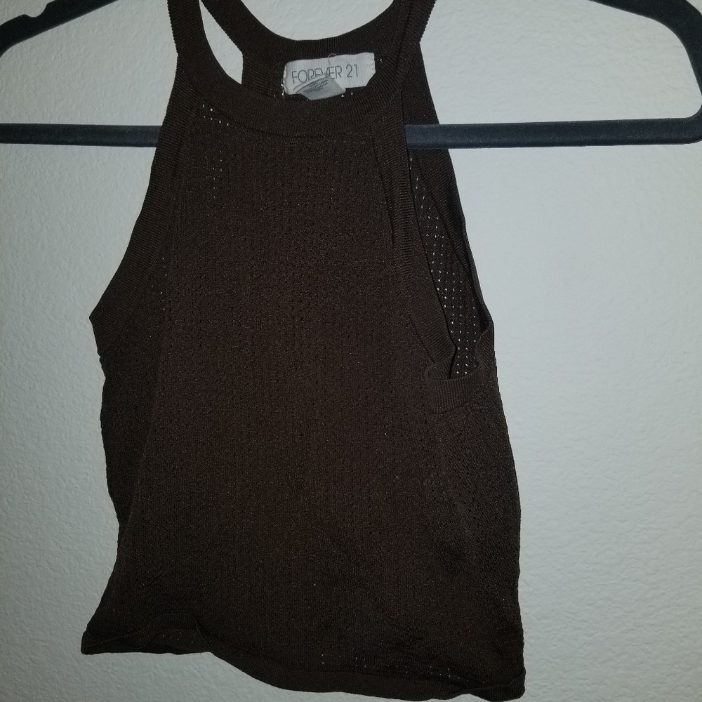 Forever 21 knitted brown crop top